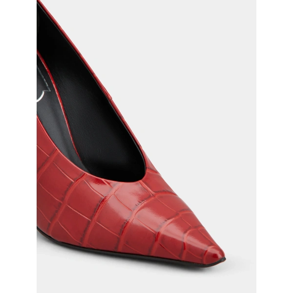 Roger Vivier Choc Pumps in Red Leather, view 6 | Pumps
