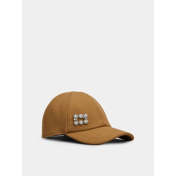 Roger Vivier Efflorescence Baseball Cap in Camel Wool, view 2 | Baseball Caps