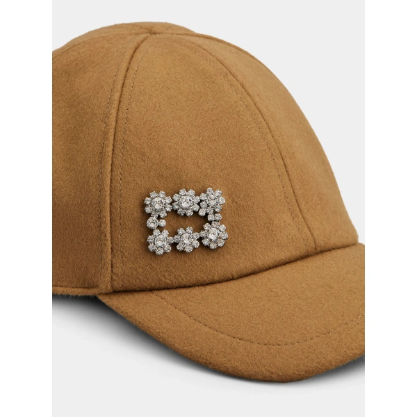 Roger Vivier Efflorescence Baseball Cap in Camel Wool, view 4 | Baseball Caps