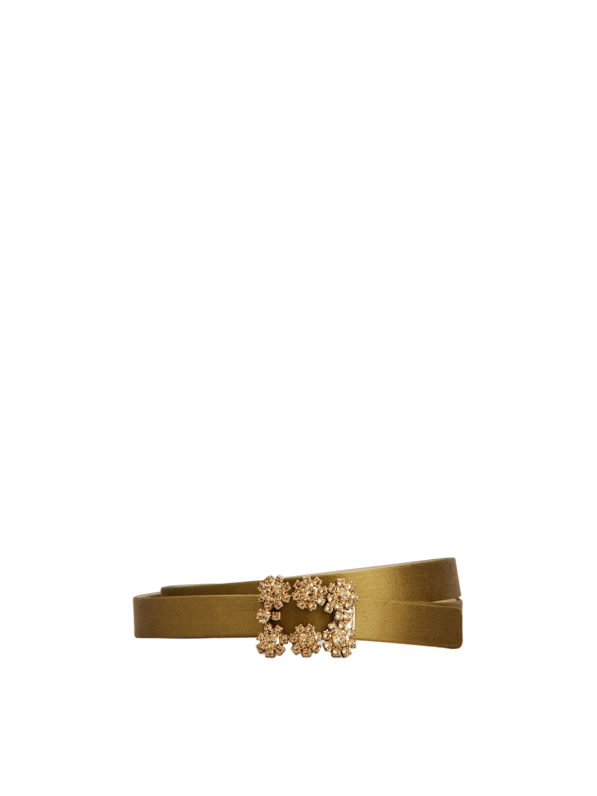 Roger Vivier Efflorescence Belt in Olive Green Satin Roger Vivier Efflorescence Belt in Olive Green Satin | Belts