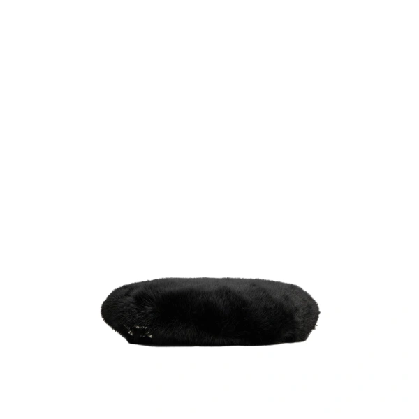 Efflorescence Beret in Black Faux Fur