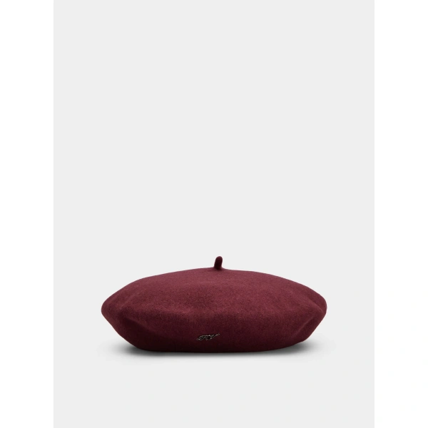 Roger Vivier Efflorescence Beret in Burgundy Wool, view 5 | Hats