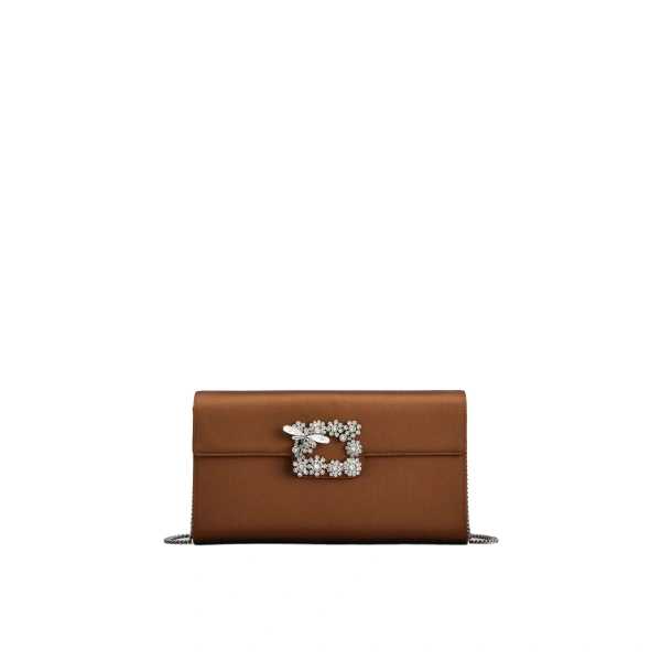 Efflorescence Clutch in Brown Satin