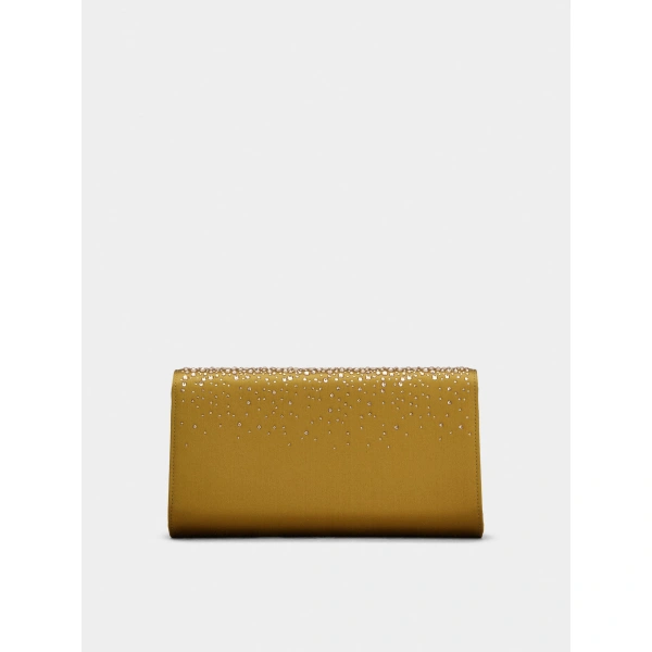 Roger Vivier Efflorescence Clutch in Olive Green Satin, view 5 | Clutch Bags