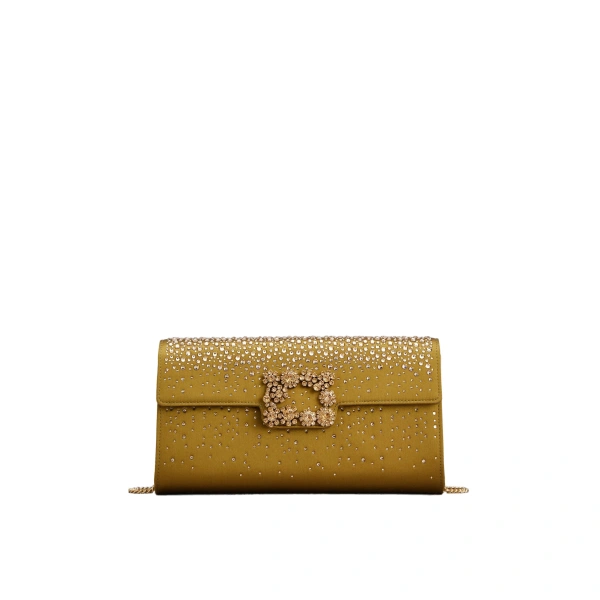 Efflorescence Clutch in Olive Green Satin