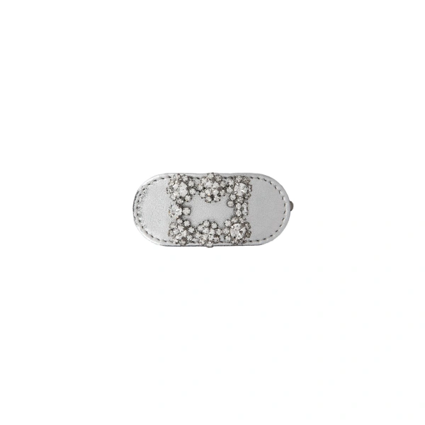 Roger Vivier Efflorescence Hair Clip in Silver Leather | Hair Clips & Claw Clips