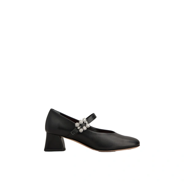 Efflorescence Mary Jane Pumps in Black Leather