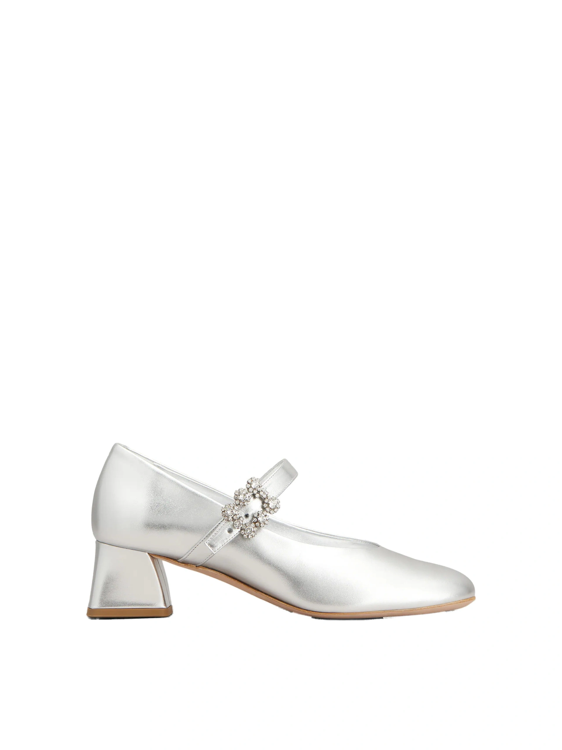 Roger Vivier Efflorescence Mary Jane Pumps in Silver Leather Roger Vivier Efflorescence Mary Jane Pumps in Silver Leather | Kitten Heels