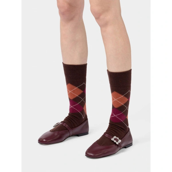 Roger Vivier Efflorescence Mary Janes in Burgundy Leather, view 5 | Ballet Flats