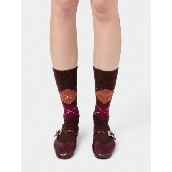 Roger Vivier Efflorescence Mary Janes in Burgundy Leather, view 6 | Ballet Flats
