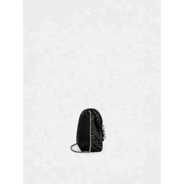 Roger Vivier Efflorescence Mini Bag in Black Satin, view 2 | Mini Bags