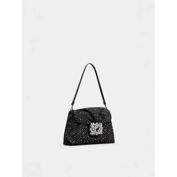 Roger Vivier Efflorescence Mini Bag in Black Satin, view 3 | Mini Bags
