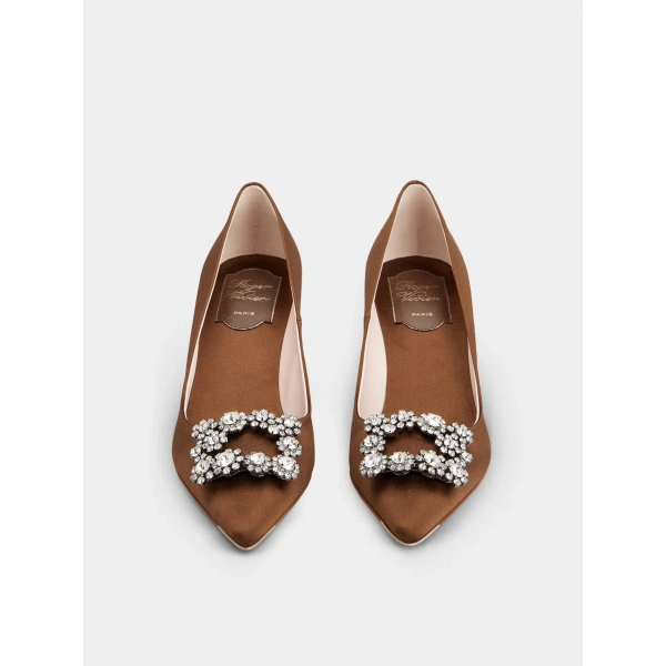 Roger Vivier Efflorescence Pumps 6.5 cm in Brown Satin, view 2 | Pumps