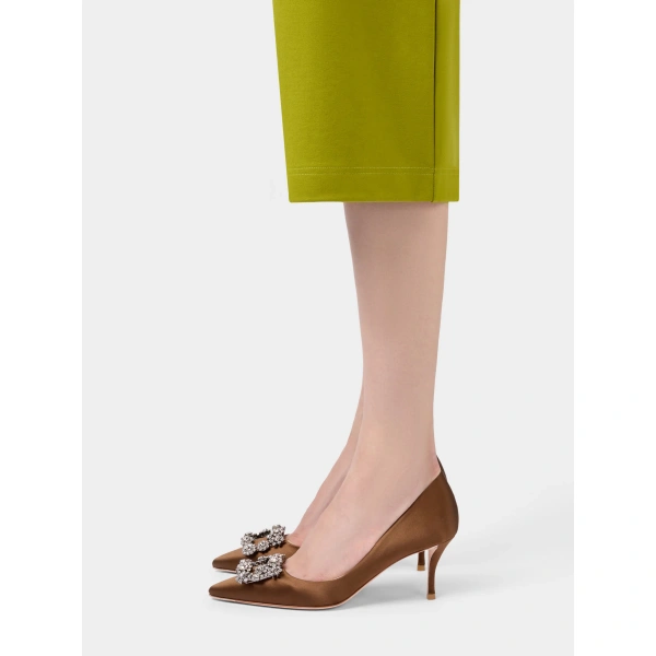 Roger Vivier Efflorescence Pumps 6.5 cm in Brown Satin, view 4 | Pumps