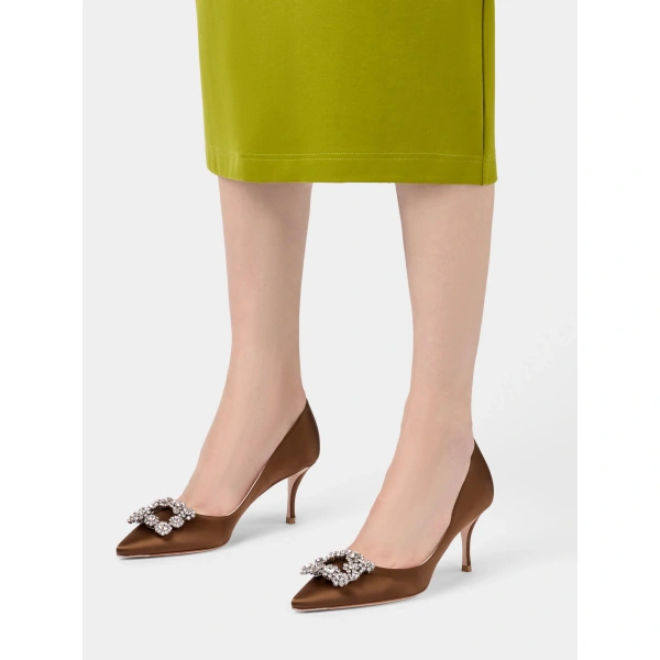 Roger Vivier Efflorescence Pumps 6.5 cm in Brown Satin, view 5 | Pumps