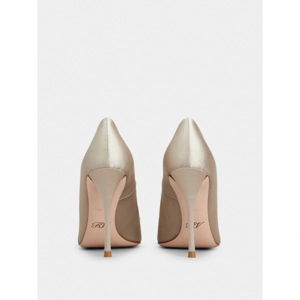 Roger Vivier Efflorescence Pumps in Grey Satin, view 4 | Pumps