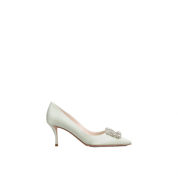 Efflorescence Pumps in Mint Green Satin