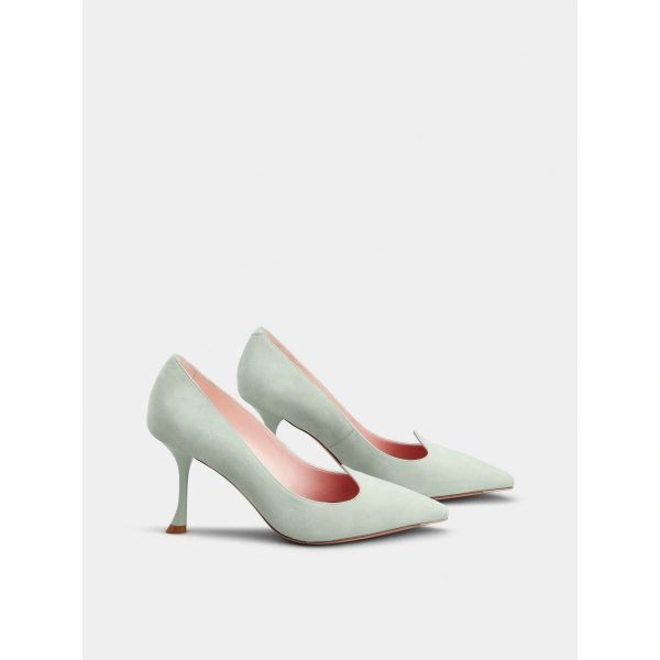 Roger Vivier I Love Vivier Pumps in Green Suede, view 3 | Pumps