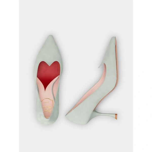 Roger Vivier I Love Vivier Pumps in Green Suede, view 5 | Pumps