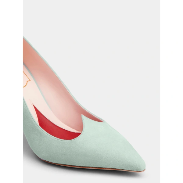 Roger Vivier I Love Vivier Pumps in Green Suede, view 6 | Pumps