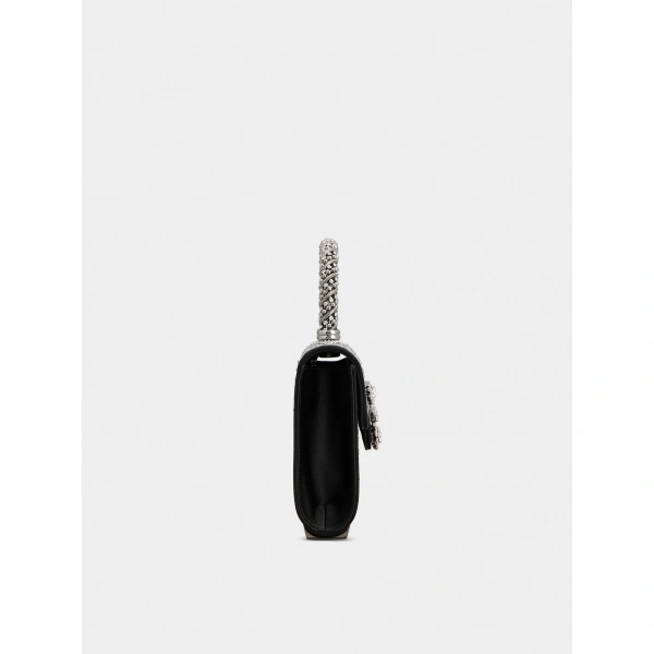 Roger Vivier Jewel Efflorescence Mini Bag in Black Satin, view 2 | Mini Bags