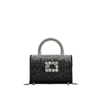 Roger Vivier Jewel Efflorescence Mini Bag in Black Satin | Mini Bags