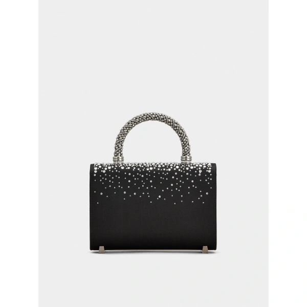 Roger Vivier Jewel Efflorescence Mini Bag in Black Satin, view 6 | Mini Bags