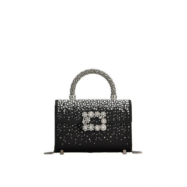 Jewel Efflorescence Mini Bag in Black Satin