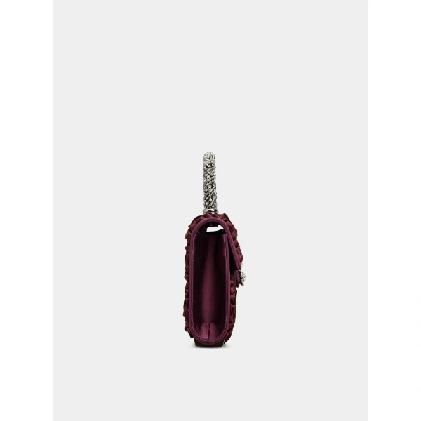 Roger Vivier Jewel Efflorescence Mini Bag in Burgundy Satin, view 2 | Mini Bags