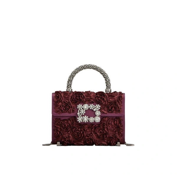Jewel Efflorescence Mini Bag in Burgundy Satin