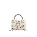 Roger Vivier Jewel Efflorescence Mini Bag in Off White and Pink Satin | Mini Bags