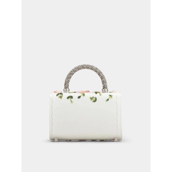 Roger Vivier Jewel Efflorescence Mini Bag in Off White and Pink Satin, view 6 | Mini Bags