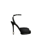 Roger Vivier Jewel Heel Sandals in Black Satin | Sandals