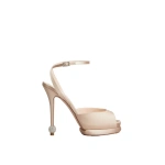 Roger Vivier Jewel Heel Sandals in Nude Satin | Sandals