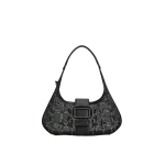 Roger Vivier Mesh Pilgrim Mini Hobo Bag in Black | Hobo Bags