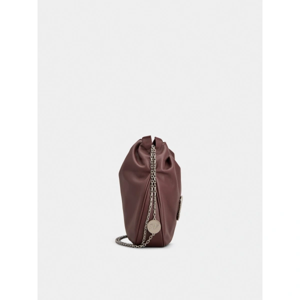 Roger Vivier Pilgrim Bag in Burgundy Leather, view 2 | Shoulder & Crossbody Bags