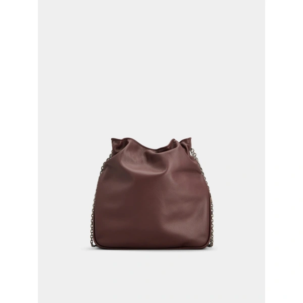 Roger Vivier Pilgrim Bag in Burgundy Leather, view 6 | Shoulder & Crossbody Bags