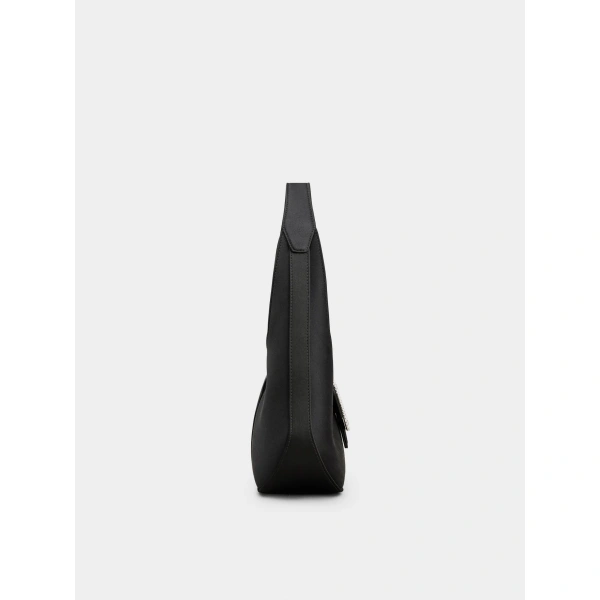 Roger Vivier Pilgrim Hobo Bag in Black Satin, view 2 | Hobo Bags