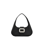Roger Vivier Pilgrim Hobo Bag in Black Satin | Hobo Bags