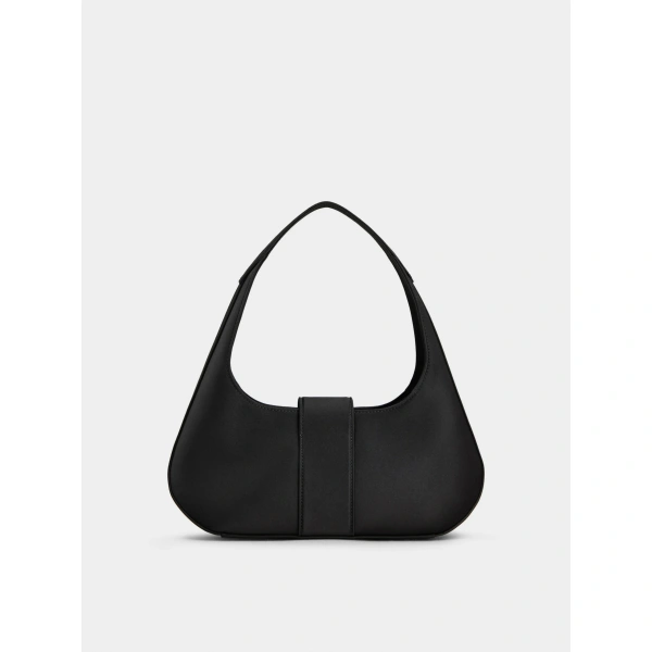 Roger Vivier Pilgrim Hobo Bag in Black Satin, view 6 | Hobo Bags