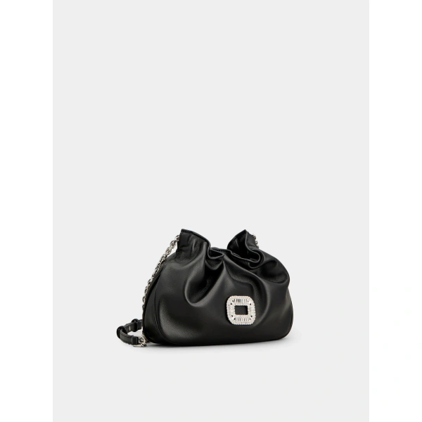 Roger Vivier Pilgrim Micro Bag in Black Leather, view 3 | Mini Bags