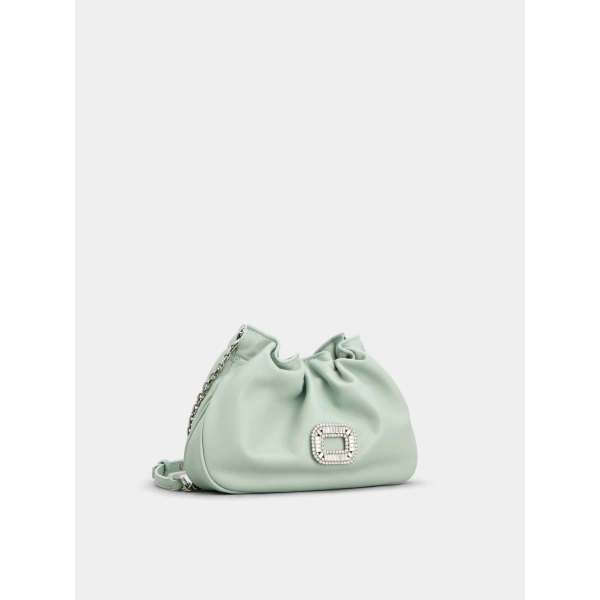 Roger Vivier Pilgrim Micro Bag in Green Leather, view 3 | Mini Bags