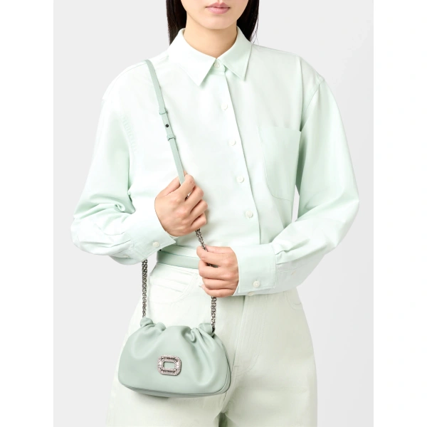 Roger Vivier Pilgrim Micro Bag in Green Leather, view 4 | Mini Bags
