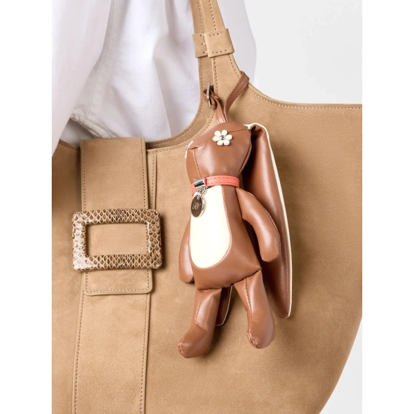 Roger Vivier Rabbit Bag Charm in Brown Leather, view 2 | Bag charms