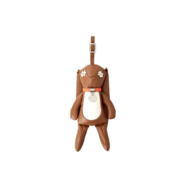 Rabbit Bag Charm in Brown Leather