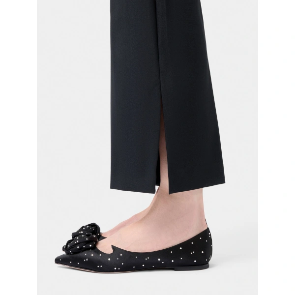 Roger Vivier Rose Vivier Ballerinas in Black Satin, view 4 | Ballet Flats