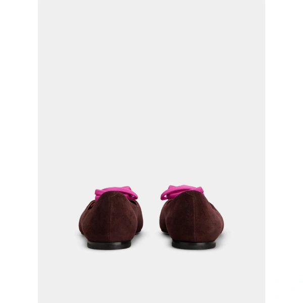 Roger Vivier Rose Vivier Ballerinas in Burgundy Suede, view 6 | Ballet Flats