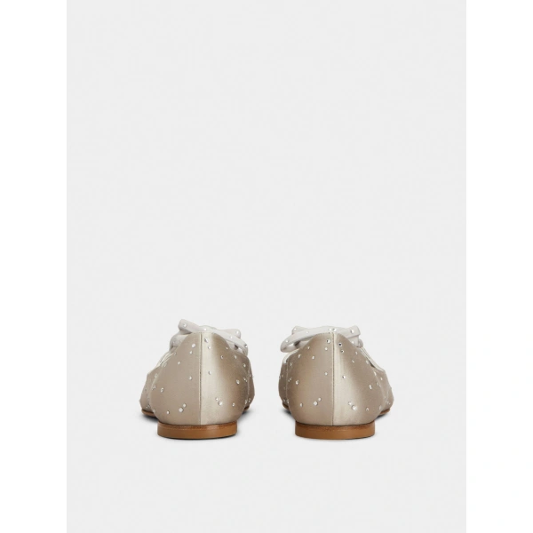 Roger Vivier Rose Vivier Ballerinas in Grey Satin, view 4 | Ballet Flats