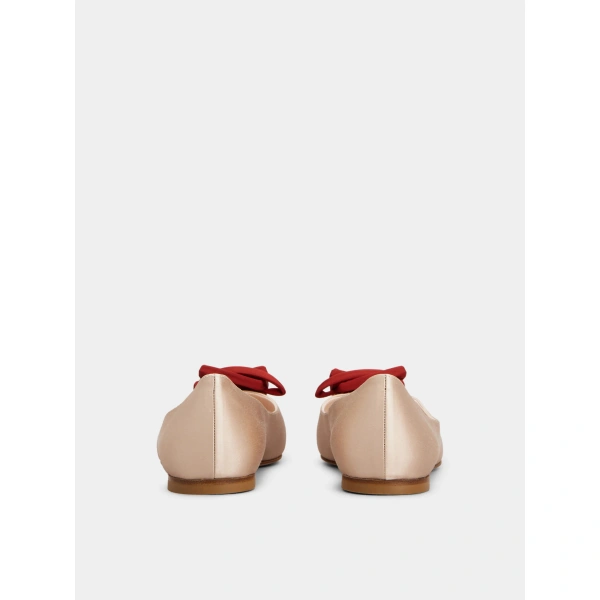 Roger Vivier Rose Vivier Ballerinas in Nude Satin, view 6 | Ballet Flats