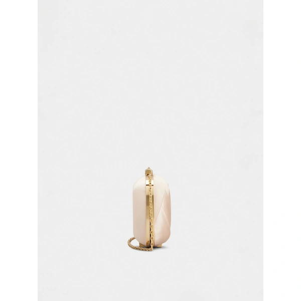 Roger Vivier Rose Vivier Clutch in Nude Satin, view 2 | Clutch Bags